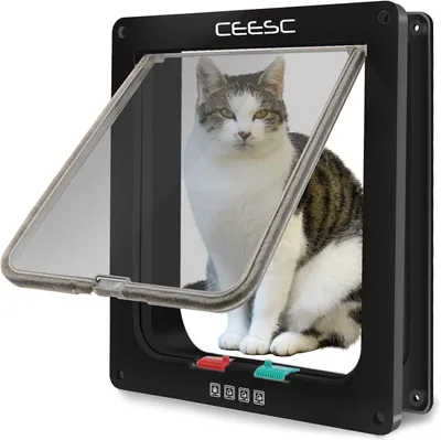 Productafbeelding van Kattenluik 28x25 cm, 4-standen sluiting, voor katten en kleine honden, voor buitendeur