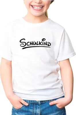 Produktbild von Kinder T-Shirt Mädchen Aufdruck Schulkind Geschenk zur Einschulung Schulanfang Moonworks® weiß 122-128 (7-8 Jahre)