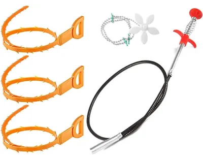 Immagine prodotto di Spirale per la pulizia dei tubi, set di 5 pezzi, 1 metro/50 cm, acciaio inossidabile/plastica