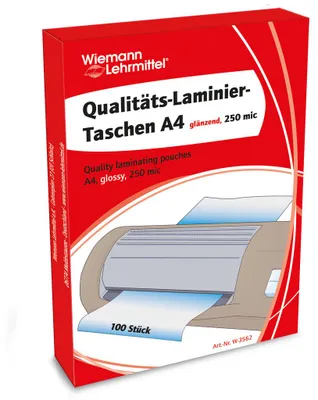 Produktbild von Laminiertaschen DIN A4 150 mic 250 mic 100 oder 500 Stueck