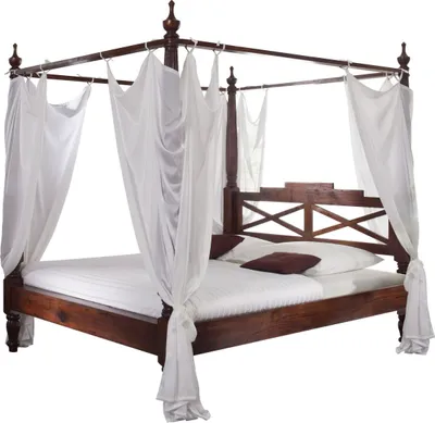 Produktbild von MASSIVMOEBEL24 Himmelbett Akazie 140x200x224 nougat lackiert OXFORD #244