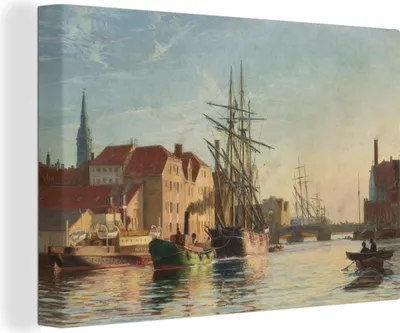 Obrázok produktu pre OneMillionCanvasses® - Plátno - 140x90 cm, Kodaňský prístav - maľba od Vilhelma Arnesena, nástenná dekorácia