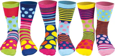 Produktbild von United Oddsocks Damen Socken, 6 Socken Pack - Strumpf, Mottomotive PolkaFace 37-42