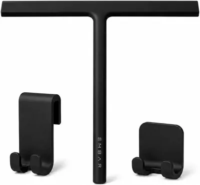 Obrázek produktu pro Sprchová hlavice 28 cm, černá, se 2 držáky - bez nutnosti vrtání
