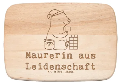 Produktbild von Mr. & Mrs. Panda Holzschneidebrett Maurerin Leidenschaft - Transparent - Geschenk, Handwerkerin, Schneidebrett, Spruch, Holzbrett, schneidbrett, Witzig, vesperbrett