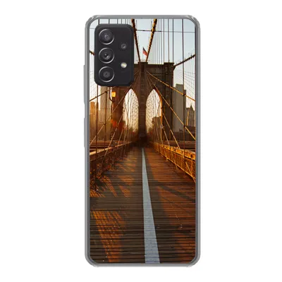 Produktbild von MuchoWow® Handyhülle Schutzhülle Hülle für Samsung Galaxy A33 5G Brooklyn Bridge in New York bei Sonnenuntergang Silikon Softcase Handy Hülle - Kartenhalter