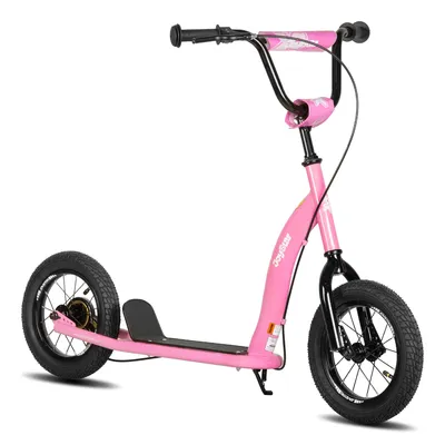 Productafbeelding van JOYSTAR Stepfiets, geschikt vanaf 5 jaar, met 12-inch offroad luchtbanden, verstuurbaar BMX-stuur, trommelrem, geschikt tot 100 kg, voor kinderen, tieners en volwassenen