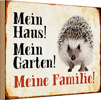 Produktbild von Holzschild Igel 30x20cm mein Haus mein Garten meine Familie