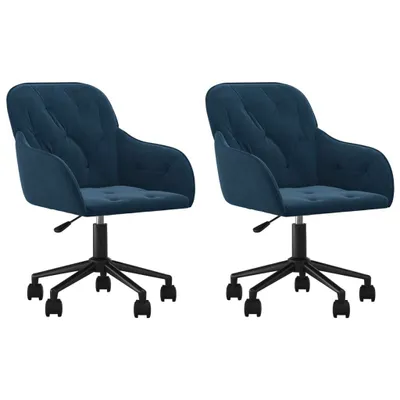 Produktbild von vidaXL Esszimmerstühle 2 Stk. Drehbar Blau Samt