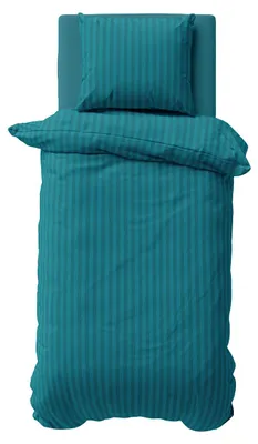Produktbild von 2 teilig Bettwäsche 155x220 cm Mikrofaser Premium Damast Gestreift Bettbezug Garnitur Set, Petrol