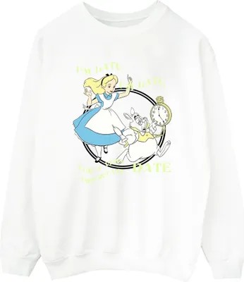 Produktbild von Disney - "Alice In Wonderland I'm Late" Sweatshirt für Herren BI7761 (L) (Weiß)