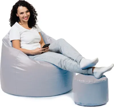 Produktbild von sunnypillow Premium XL Sitzsack mit Hocker Outdoor & Indoor mit 160L Styropor Füllung Sessel für Kinder & Erwachsene Sitzkissen Sofa Beanbag viele Farben zur Auswahl Grau