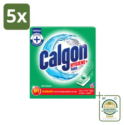Productafbeelding van 5 x Calgon wasmachinereiniger tabletten - Bescherming tegen kalkaanslag - Voorraadverpakking - 5 stuks