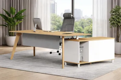 Produktbild von r Eckschreibtisch Holztisch Arbeitszimmer Chefschreibtisch