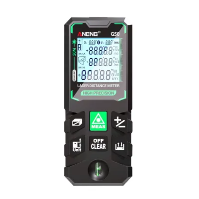 Zdjęcie produktu dla Dalmierz laserowy ANENG G50 50m, zielony laser, stabilny pęcherzyk poziomy, 30 zestawów do przechowywania danych Autonomiczna kalibracja Narzędzie wielofunkcyjne