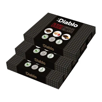 Produktbild von Diablo Schoko-Konfekt ohne Zuckerzusatz 115 g, Himbeere & Haselnuss, 3er Pack