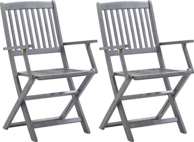 Produktbild von vidaXL Klappbare Gartenstühle 2 Stk. mit Sitzkissen Massivholz Akazie