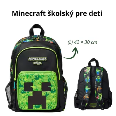 Obrázok produktu pre Minecraft školský pre deti – Ergonomický ruksak (L) – Kvalitný & odolný – Ideálny do školy aj na voľný čas
