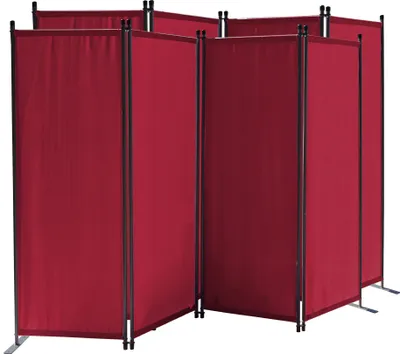 Produktbild von 2 Stück Paravent 4 Teilig 165 x 220 cm Rubinrot - Garten & Balkon Sichtschutz Stellwand Innen & Außen - Raumteiler Trennwand Faltbar Blickdicht & Wetterfest