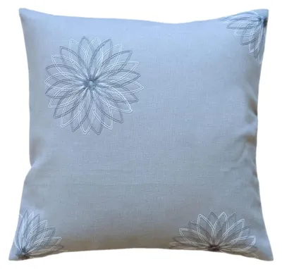 Produktbild von Kissenhülle Stickerei Blüten und Blätter Frühling Sommer Dekoration 40 x 40 cm Kissenhülle