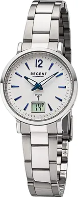 Produktbild von Regent Metall Damen Uhr Armbanduhr Quarz silber Funkuhren D2URFR267