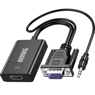 Zdjęcie produktu dla Kabel AdroitGoods VGA (D-Sub) do HDMI 1.4 - 25 cm - Czarny