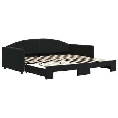 Image de vidaXL Lit de jour extensible noir 100x200 cm velours