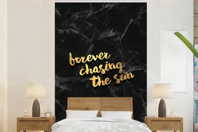 Produktbild von MuchoWow® Fototapete für Wohnzimmer oder Schlafzimmer Wandtapete Vinyl Motivtapete Zitate - Sonne - Gold - Marmor - 200x300 cm - Wanddekorationen
