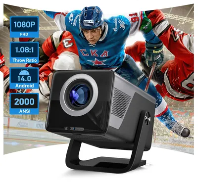 Image de Projecteur Beamer Full HD 1080p, 2000 lumens ANSI - Projecteur LCD pour home cinéma avec Wi-Fi et Android 14