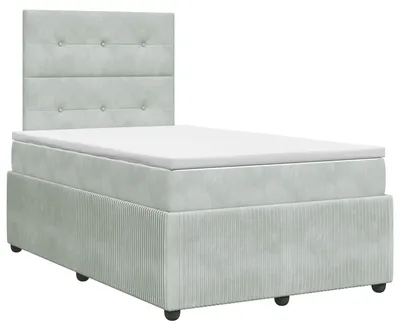 Zdjęcie produktu dla Łóżko sprężynowe z materacem jasnoszare 120 x 200 cm aksamitne