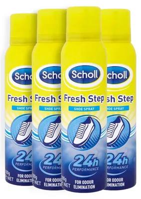 Produktbild von Scholl Fresh Step Schuhspray, 150 ml, geruchshemmendes Schuhspray, bis zu 24 Stunden Frische, 4 Stück