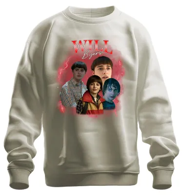 Imagen del producto de Sudadera retro vintage de la serie "Stranger Things", diseño de Will Byers, ideal como regalo para fans, estilo años 90, color natural