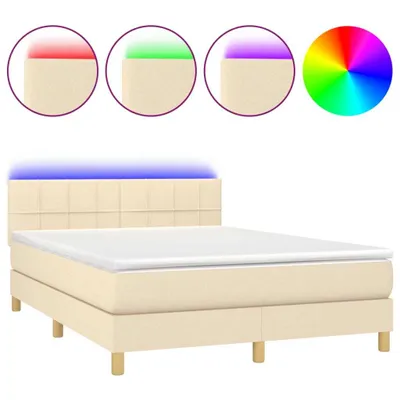 Produktbild von vidaXL Boxspringbett mit Matratze & LED Creme 140x200 cm Stoff