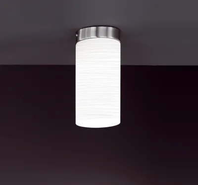 Produktbild von Moderne Deckenleuchte in Nickel matt, Glaszylinder weiß gewischt, ZYLINDER