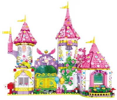 Produktbild von Lebula Bauklotz-Set "Mega" mit 1063 Teilen, rosa Prinzessinnenschloss