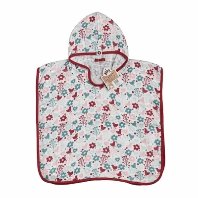 Immagine prodotto di XKKO BMB Flowers&Birds Girls, Poncho in bambù, taglia 3,5 mm, lana, pannolino, taglia. S 2, 2-3 anni