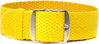 Produktbild von ClassicWatchStraps Perlon Uhrenarmband - Gelb, 18 mm, Silber gebürstet