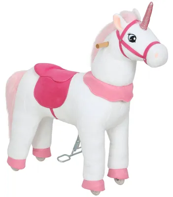 Image de Licorne-cheval à bascule pour enfants de 3 à 5 ans | Couleur : Blanc | Dimensions : 36 x 96 x 96 cm