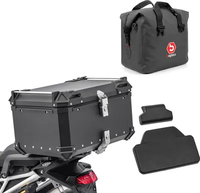 Obrázok produktu pre Súprava hliníkový horný kufor na motorku 65L + vnútorné suché vrecko + zadné polstrovanie