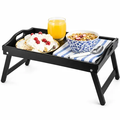 Produktbild von Betttablett dunkel Serviertablett Tablett Frühstückstablett Holz Lackiert