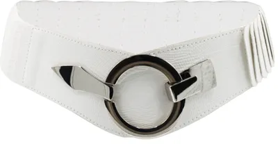 Produktbild von Glamexx24 Elastischer Damen Taillengürtel gürtel 6cm breiter Hüftgürtel mit silberner Ring-Farbe: Schlange Weiß -Größe: 85cm ( Taillenweite 76-108cm )