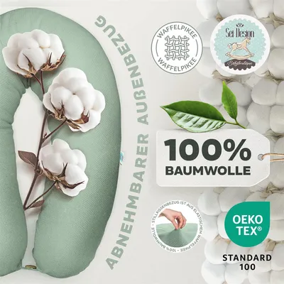 Produktbild von sei Design Stillkissen XXL  Seitenschläferkissen 190x30 Schwangerschaftskissen Mikroperlen-Füllung Bezug Waffeljersey mint