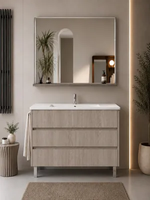 ORIGEN BATH IMPERIA Badmöbel mit Waschbecken 100x40 cm, Smoky-Eiche