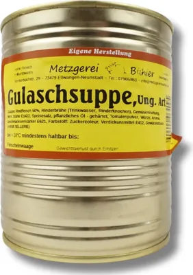 Produktbild von Gulaschsuppe Ungarische Art 200g - 800g Fertiggericht aus Rindfleisch direkt von der Landmetzgerei Fleischkonserve