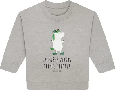 Produktbild von Mr. & Mrs. Panda Organic Baby Pullover Einhorn Joker 24. - 36. Monat - Heather Grey - Geschenk, Bullover, Einhörner, Mittelalter, Hofnarr, Kasper, Unicorn