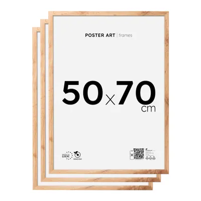 Produktbild von Poster Art Bilderrahmen 50x70 cm für Poster, Eiche Wotan, MDF, 3er-Set
