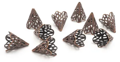 Produktbild von Vintageparts 10 filigrane Perlkappen antik Bronze, 17 mm