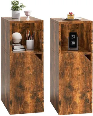 Produktbild von Azomor®️ Set von 2 Schmalen Nachttischen mit Tür und Verstellbarem Innenregal