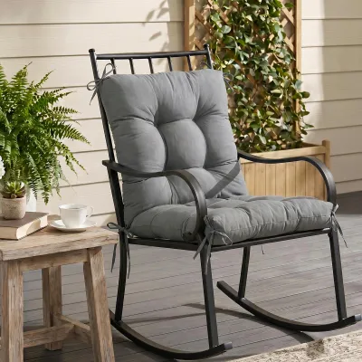 Produktbild von Livingandhome Stuhlauflage 110 x 50 x 10 cm, Rückenkissen Polster für Gartenstuhl Innen- & Außenmöbel, Dunkelgrau
