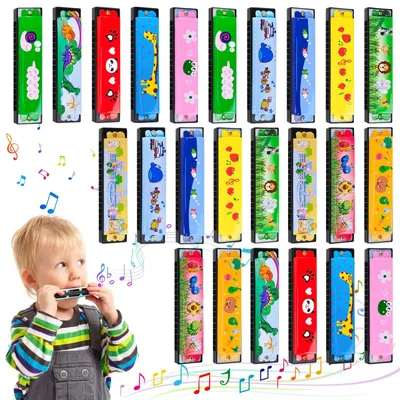 Productafbeelding van Set van 24 cartoon-mondharmonica's voor kinderen